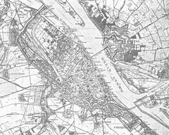 Photograph of Mainz city in 1890 showing historical architecture and river views