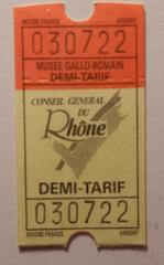 Old ticket of the Musée gallo-romain de Fourvière circa 1993
