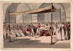 Major-General Arthur Wellesley received in durbar at Chepauk Palace Madras by Nawab Azim al-Daula, 1805