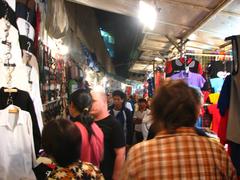 Chiang Mai Night Bazaar bustling with colorful market stalls and vibrant lights at night
