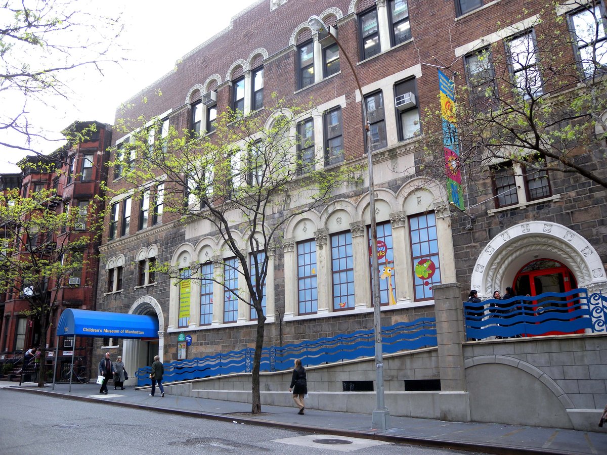 Front view of Children's Museum of Manhattan on W83rd Street on a cloudy afternoon