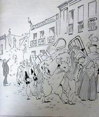 Historical caricature poster mocking Chinese immigrants seen as associated with dirt in Peru in 1909