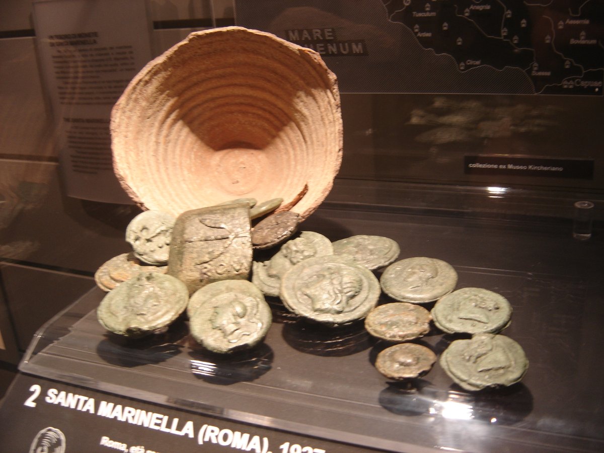 Ancient coins displayed in the Palazzo Massimo museum
