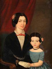 Portrait of a young woman with a child, vintage style
