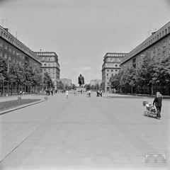 Roses Avenue with Vladimir Lenin Monument in Nowa Huta district of Kraków Poland