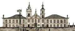 Frontal drawing of the headquarters of the former Royal Treasury of Santa Cruz in a detail of a map by Conrado Jacó de Niemeyer from the collection of the National Library of Brazil