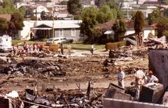 Wreckage of PSA Flight 182 crash site aftermath