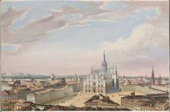 Italian Milan Cathedral in the 19th century, exterior view