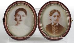 Two vintage photos of a young Irene Leache inside a locket owned by Annie Wood
