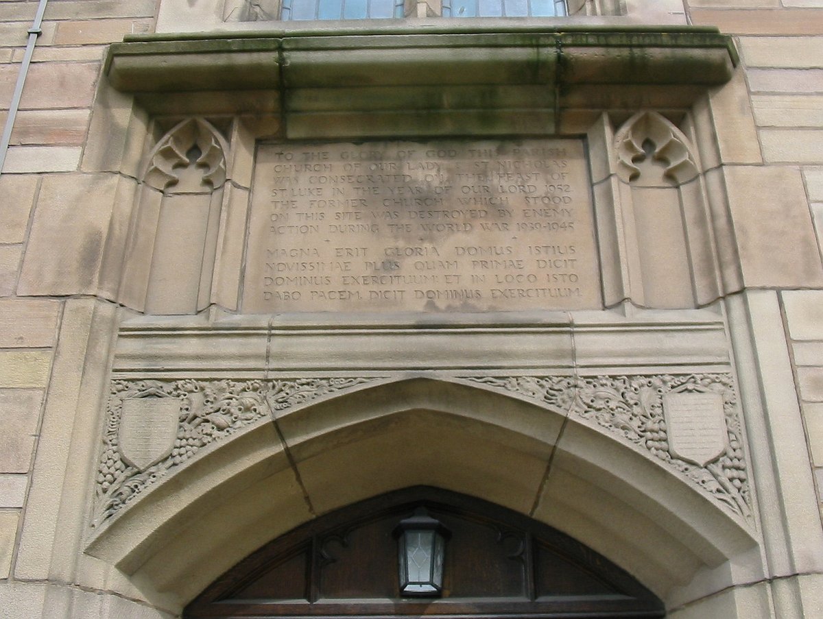 Inscription above the main door of the Church of Our Lady and Saint Nicholas in Liverpool