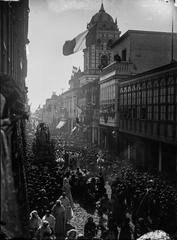 Procession of St. Rose of Lima in 1890 with participants in traditional attire