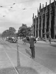 Police officer directing traffic on Princess Street in Edinburgh, 1934
