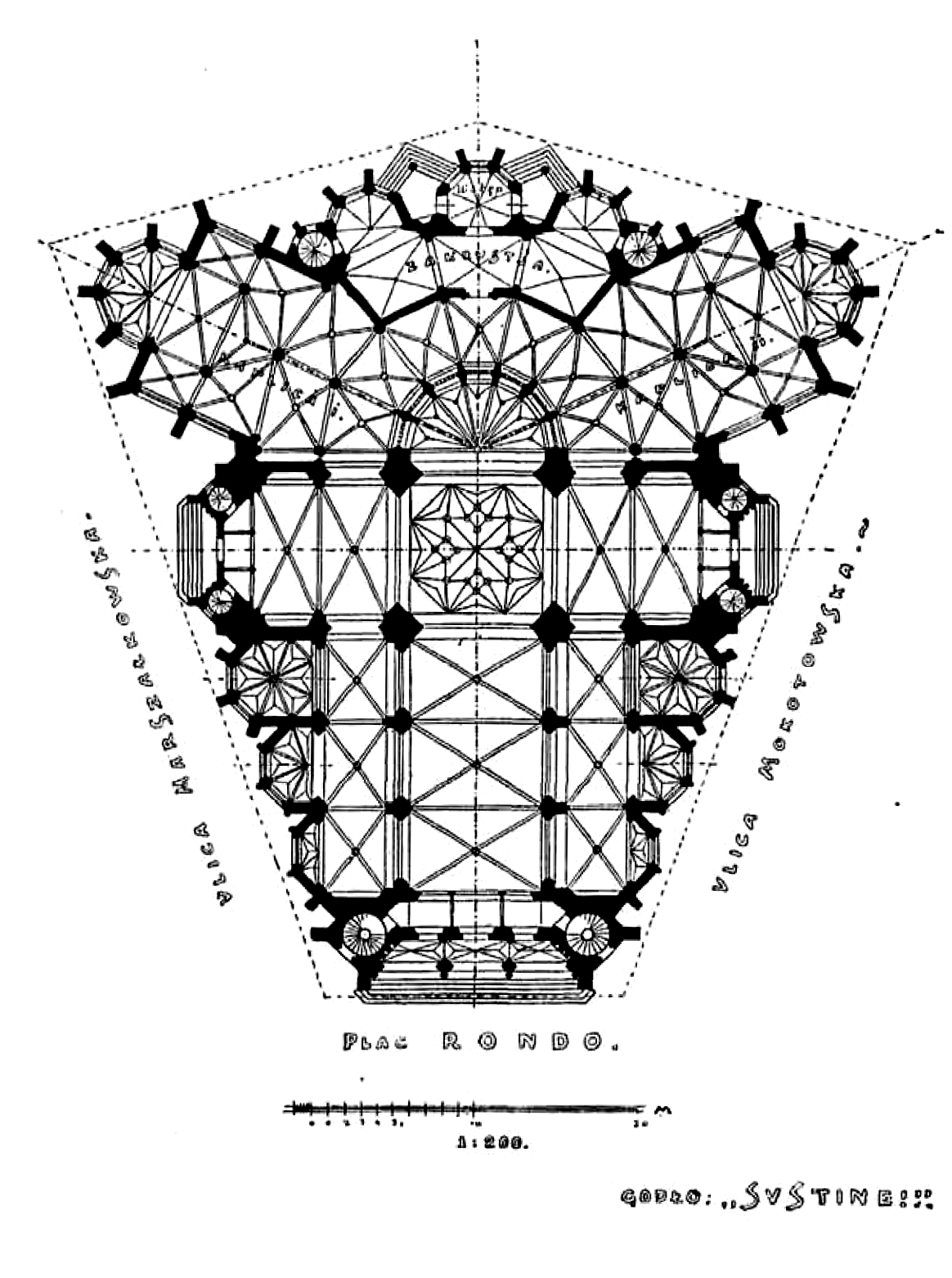 Architectural competition project plan of the Church of the Holiest Savior in Warsaw by Jan Sas Zubrzycki, not realized