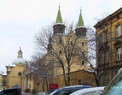 Facade of Carmelite Church in Piasek, Kraków, historic religious monument