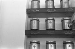 Black and white photograph of the Columbarium at the Menteng Poeloeh war cemetery in Batavia, Java, taken in September 1949