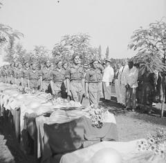Massive reburial ceremony of war victims at Menteng Poeloeh cemetery in Batavia in 1948