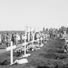 Massive reburial ceremony of war victims at the Menteng Poeloeh cemetery in Batavia on April 5, 1948