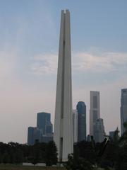 War Memorial Park in Singapore with lush greenery and towering buildings in the background