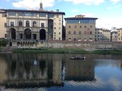 Scenic view of Lungarno Anna Maria Luisa de' Medici along the Arno River with historical buildings