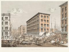 Historic 1884 photograph of Clark and South Water Streets in Chicago