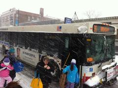 36 Broadway bus on Clark Street during storm on February 2 2011