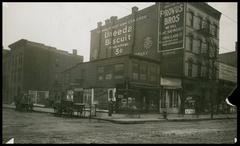 Front view of buildings at 621-623 North Clark Street, Chicago, Illinois, taken at noon on December 15, 1913