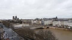 Notre-Dame de Paris and Pont de la Tournelle seen from the terrace of the Institut du Monde Arabe