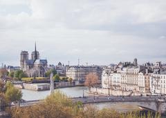 View of Notre Dame Cathedral and Seine River in Paris