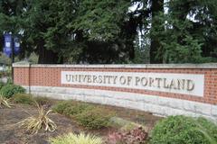 Entrance sign of University of Portland in Portland Oregon USA