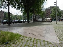 Homomonument in Amsterdam with poem text 'Naar vriendschap zulk een mateloos verlangen' by Jacob Israel de Haan