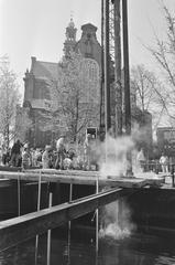 First pile driven for the Homomonument at Keizersgracht near Westerkerk in Amsterdam on April 28, 1987