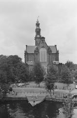 Homomonument near Westerkerk in Amsterdam black and white photo