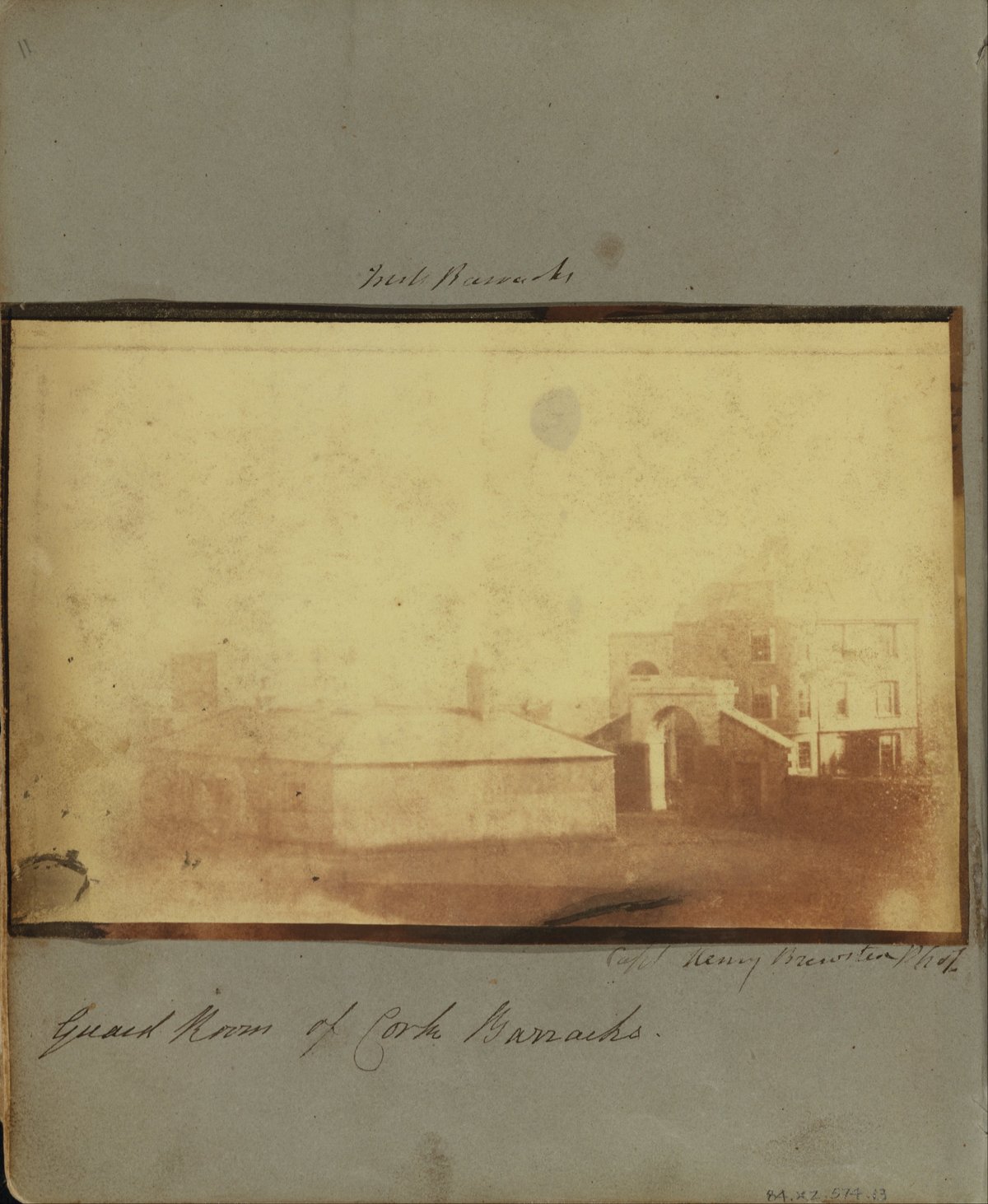 1840s calotype of Collins Victoria Barracks gate and guardhouse in Cork by Capt Henry Craigie Brewster