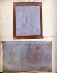 Two 1840s calotype prints by Capt Henry Craigie Brewster featuring windows of Lacock Abbey and officers in Cork barracks parade square