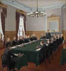 Historical conference on the revision of treaties by Ueno Hiroichi in Meiji Memorial Picture Gallery Tokyo