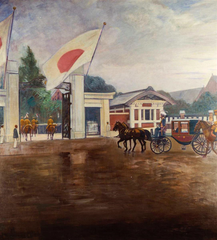 Emperor Meiji visiting Tokyo Imperial University, painted by Fujishima Takeji