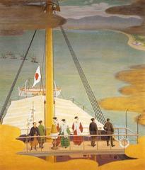 Emperor reviewing clan warships by Okada Saburosuke