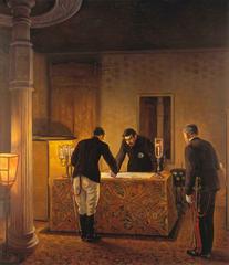 The Emperor at Imperial Headquarters painting by Minami Kunzō