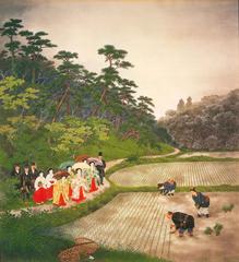 The Empress Viewing Rice-Planting traditional Japanese painting by Kondō Shōsen