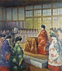 The Empress at the Peeress' School painting by Atomi Yutaka, displayed in Meiji Memorial Picture Gallery, Tokyo