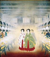 Empress observing silk production in a traditional factory