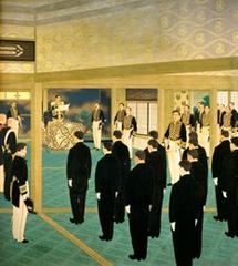 First Conference of Governors painting by Isoda Chōshū depicting Meiji era officials