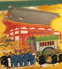 Installation of the Empress painting by Suga Tatehiko at Meiji Memorial Picture Gallery in Tokyo Japan