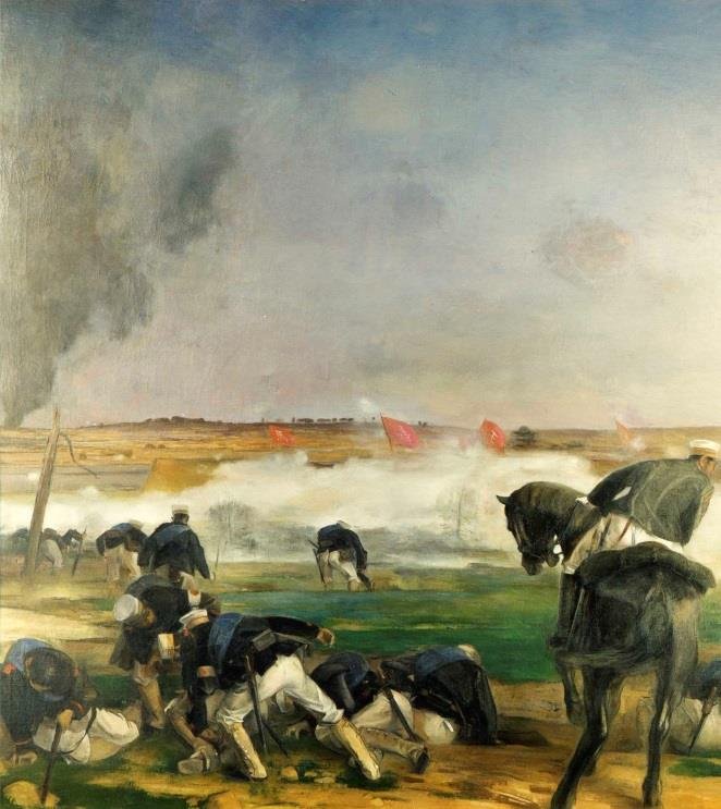 Battle of Pyongyang painting by Kanayama Heizo depicting a historical battle scene