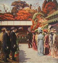 The Chrysanthemum Garden Party painting by Nakazawa Hiromitsu
