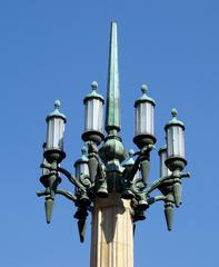 Giant detailed upper part of a lamp-post in Constitution Square Warsaw