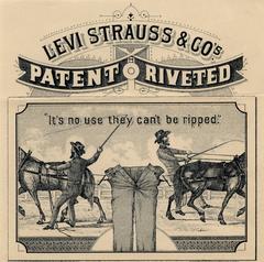 Vintage Levi Strauss advertisement featuring durable jeans with slogan It’s no use they can’t be ripped