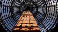 Coop's Shot Tower in Melbourne covered by a protective giant cone