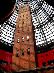 Coop's Shot Tower in Melbourne CBD under conical glass roof of Melbourne Central