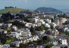 Corona Heights neighborhood in San Francisco with residential houses and green hills